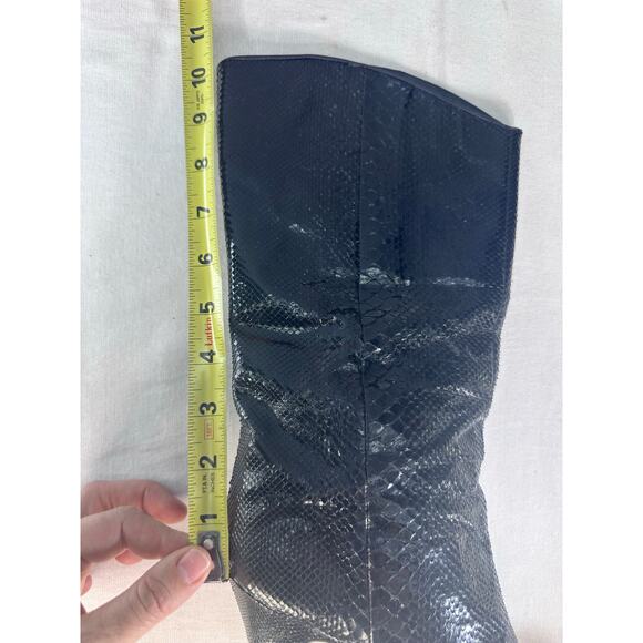 Vintage Biondini Women's sz 8.5 (EU 38.5) Black Snakeskin Heel Boots Italy Rare - Picture 14 of 16